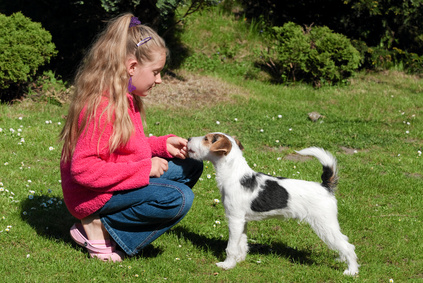 Chien et petite fille