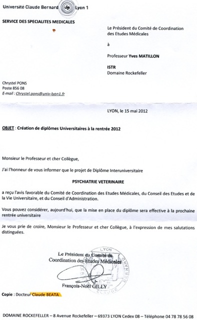 Lettre création du diplôme